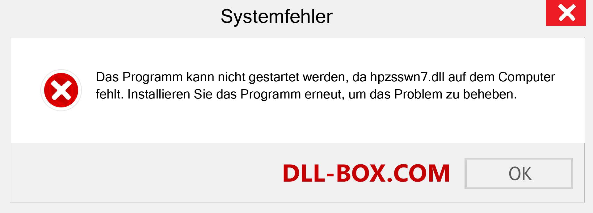 hpzsswn7.dll-Datei fehlt?. Download für Windows 7, 8, 10 - Fix hpzsswn7 dll Missing Error unter Windows, Fotos, Bildern