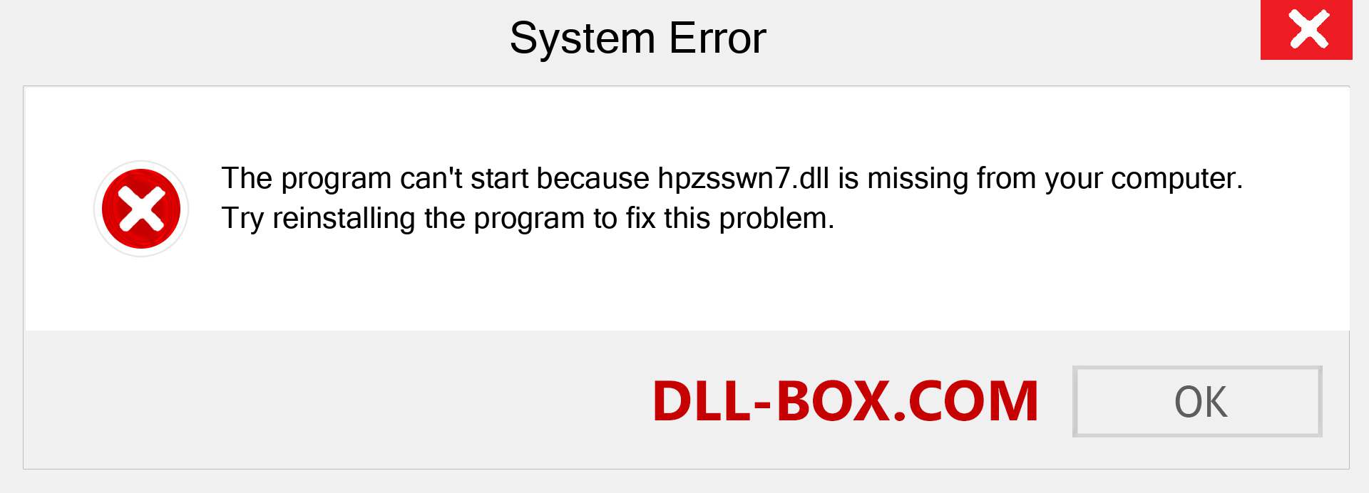  hpzsswn7.dll file is missing?. Download for Windows 7, 8, 10 - Fix  hpzsswn7 dll Missing Error on Windows, photos, images
