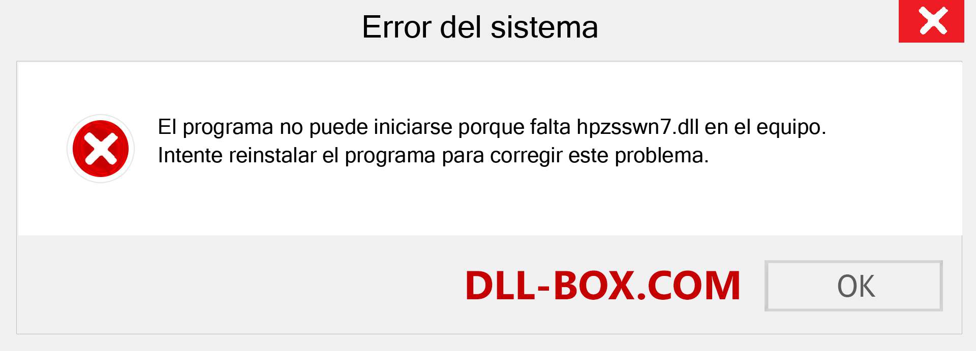 ¿Falta el archivo hpzsswn7.dll ?. Descargar para Windows 7, 8, 10 - Corregir hpzsswn7 dll Missing Error en Windows, fotos, imágenes